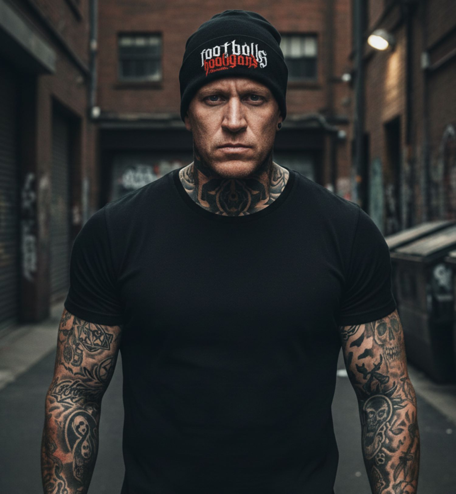 zwart football hooligans beanie