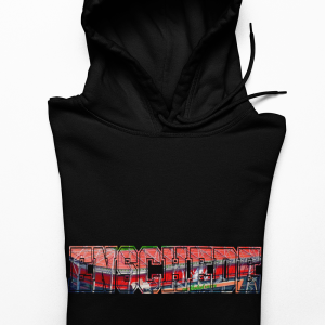 Zwarte Enschede Hoodie met Street Art/Graffiti Print