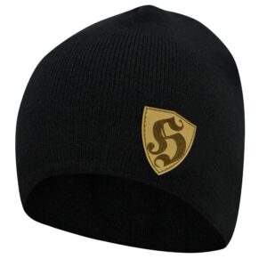 Hools Muts/Beanie - Zwart - met Leren Hools Patch