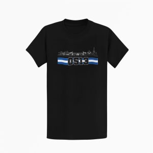 supporters T-shirt met Heerenveen skyline design in wit-blauw