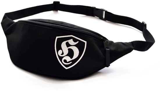Zwarte heuptas met wit Hooligan logo op de voorkant.
