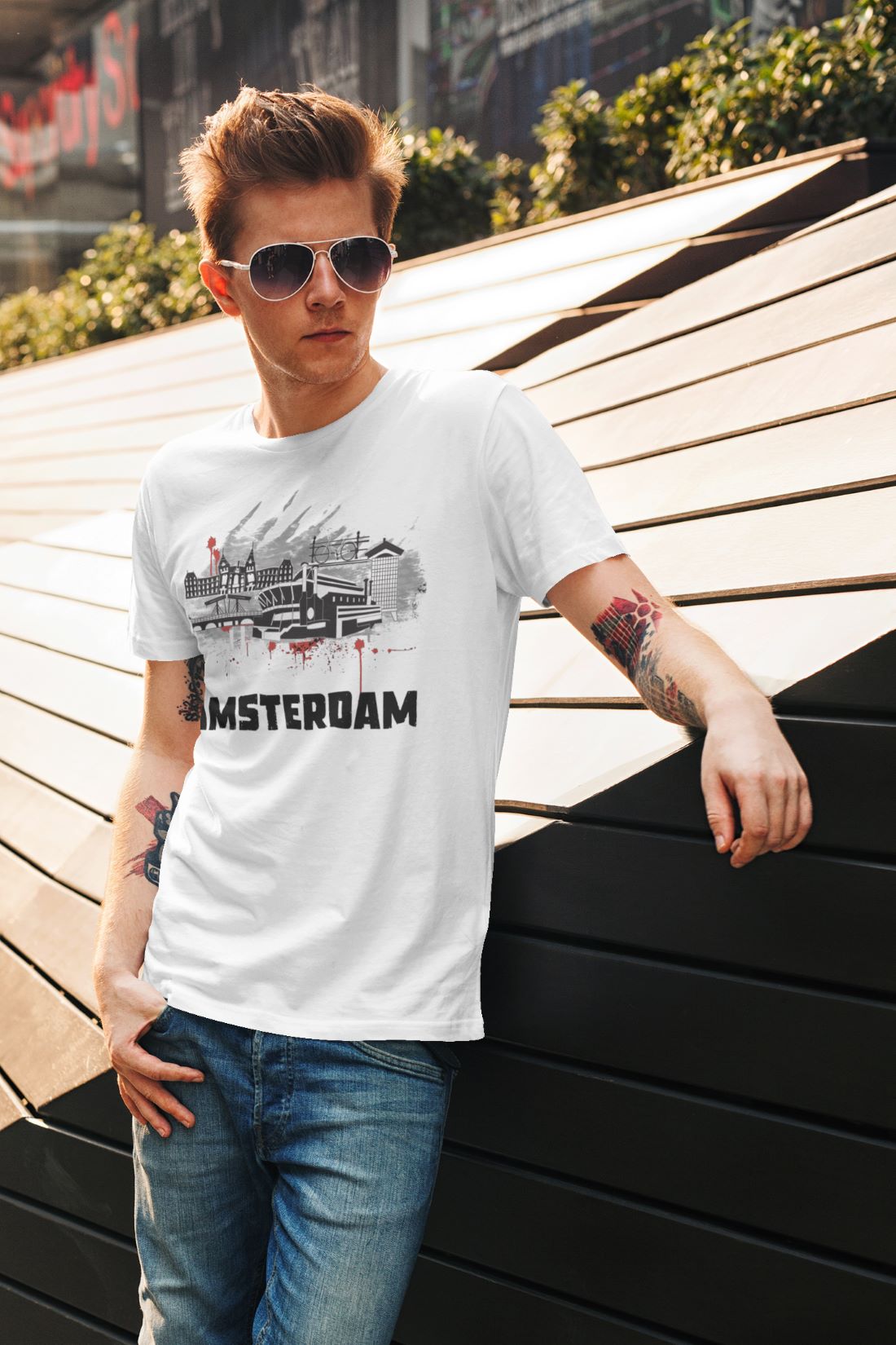 Amsterdam Skyline T-shirt – Stadsdesign - Afbeelding 3