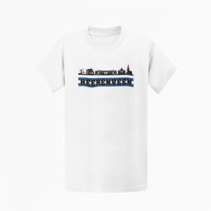 supporters T-shirt met Heerenveen skyline design in wit-blauw