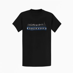 supporters T-shirt met Heerenveen skyline design in wit-blauw