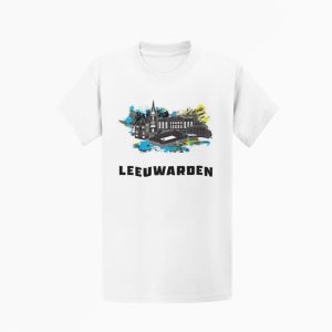 Wit T-shirt met skyline print van Leeuwarden