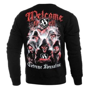 Zwarte sweater met rode en witte print "Welcome to Hell – Extreme Adrenaline"