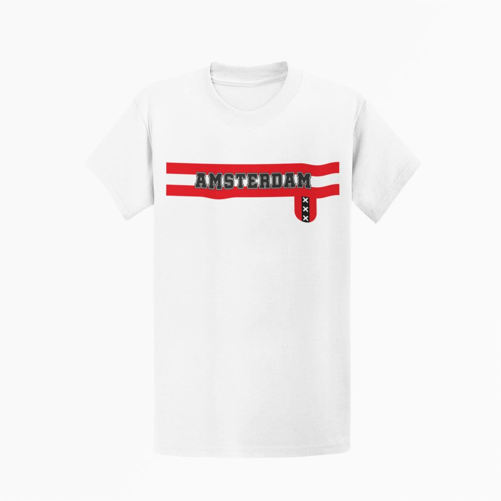 Wit T-shirt met Amsterdam opdruk en stadswapen