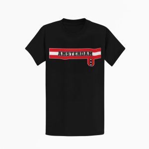 Zwart T-shirt met Amsterdam opdruk en stadswapen