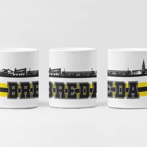 Skyline Breda mok met stadion en stadsnaam in clubkleuren – supportersdesign