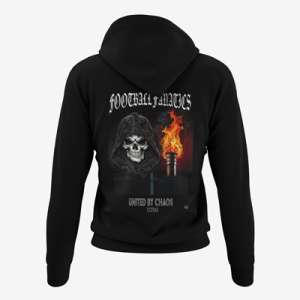Zwarte dames hoodie met skull en fakkel print, ultras stij