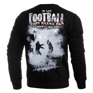 Zwarte Football Supporters Sweater met opvallende witte en rode print "Football Every Fucking Day"