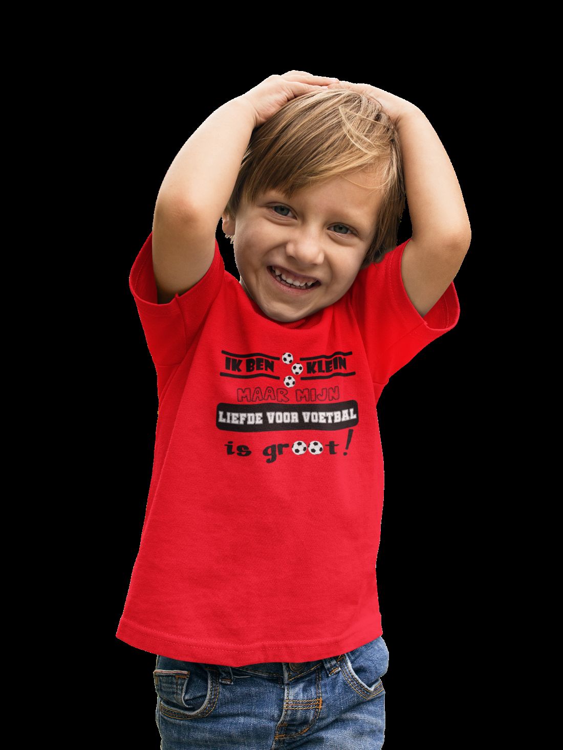 Kinder T-shirt – Ik ben klein maar mijn liefde voor voetbal is groot - Afbeelding 2