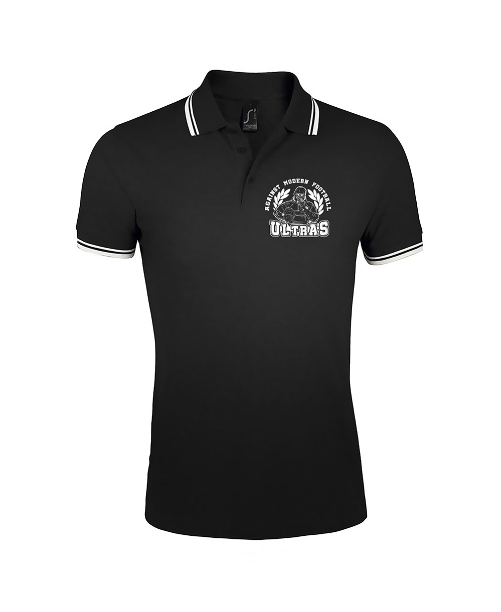 Zwart polo shirt met Ultras logo – Against Modern Football stijl unisex kleding