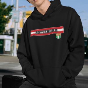 Zwarte hoodie met Rotterdam opdruk en stadswapen