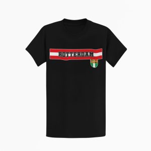 Zwart T-shirt met Rotterdam opdruk en stadswapen
