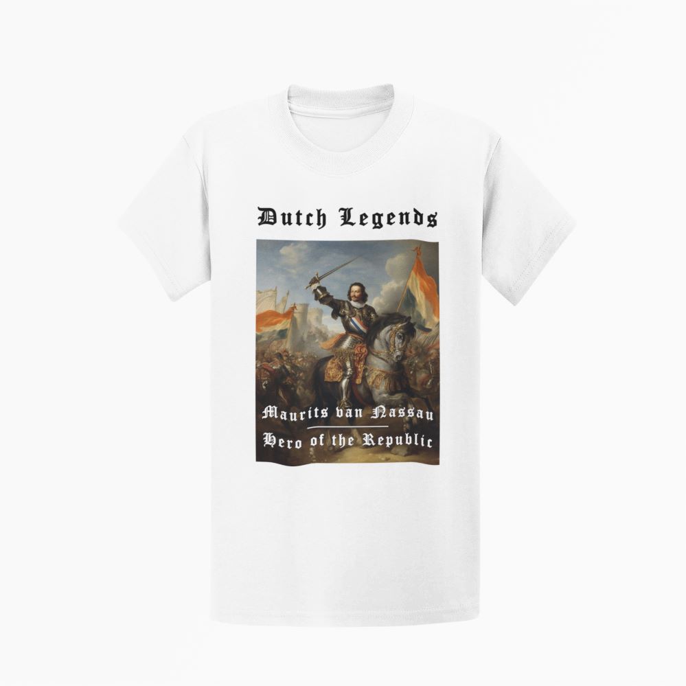 Dutch Legends T-shirt met historische print van Maurits van Nassau, Held van de Republiek, patriottisch shirt