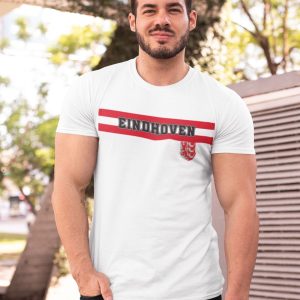 T-shirt met rood-witte horizontale strepen en stadswapen van Eindhoven