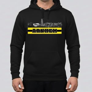 Arnhem ultras hoodie voor football supporters in zwart en vintage donkerblauw