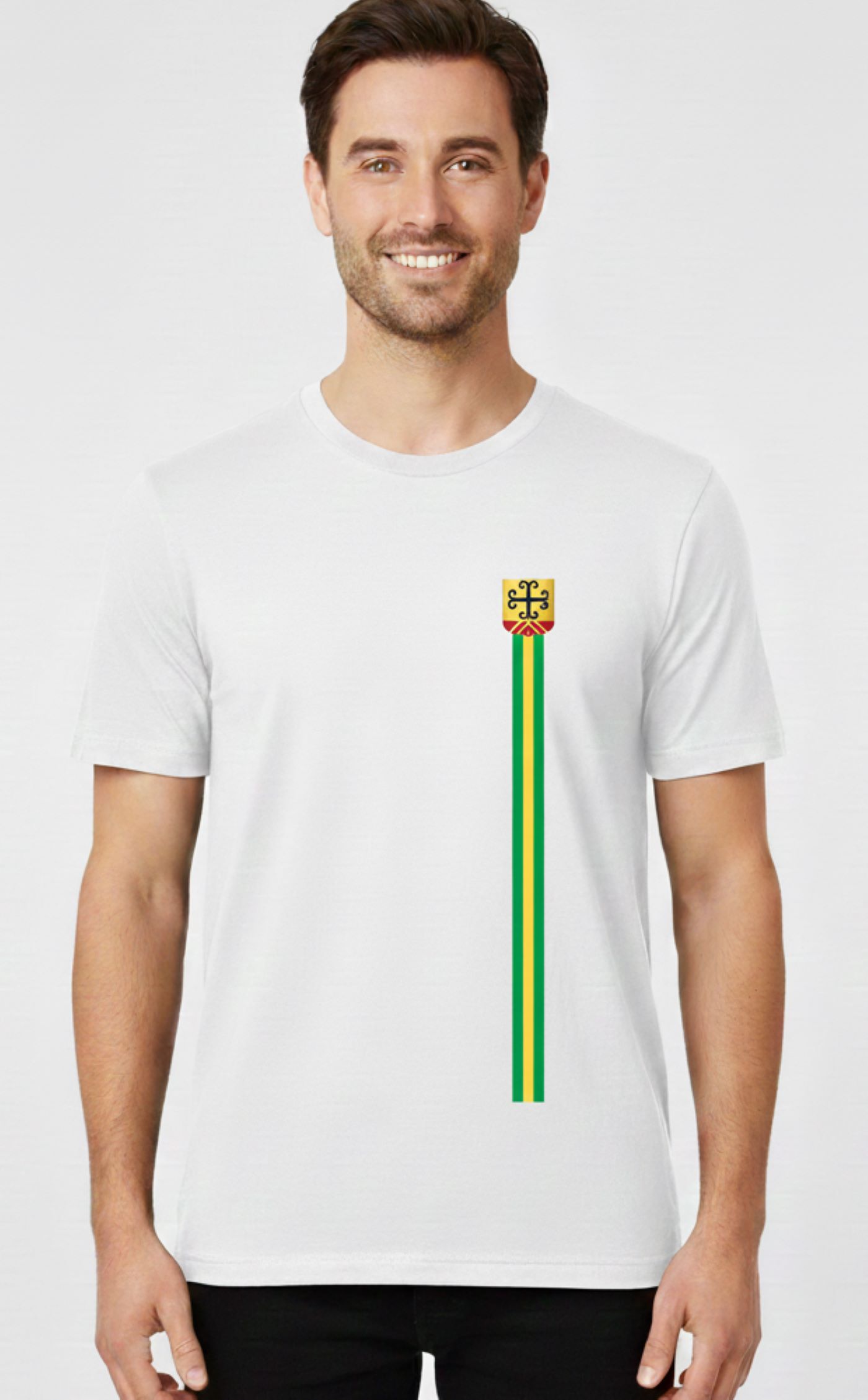 Sittard Supporters T-shirt – Verticale Groen Gele Streep - Afbeelding 2