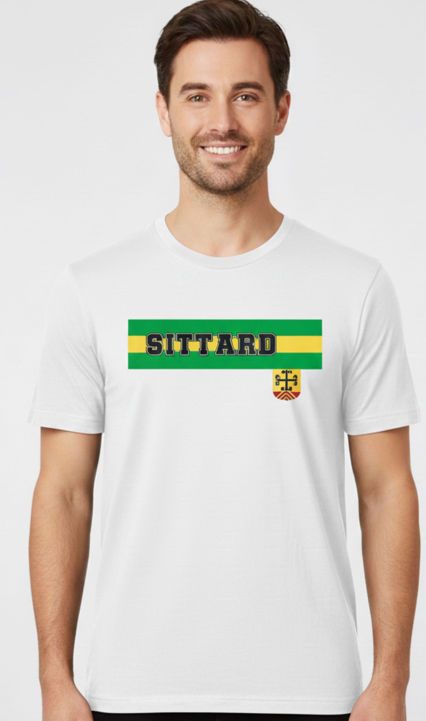 supporters T-shirt met groen-gele Sittard opdruk en clubkleuren design