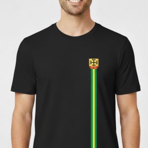 Zwart Sittard supporters T-shirt met verticale groen-gele streep