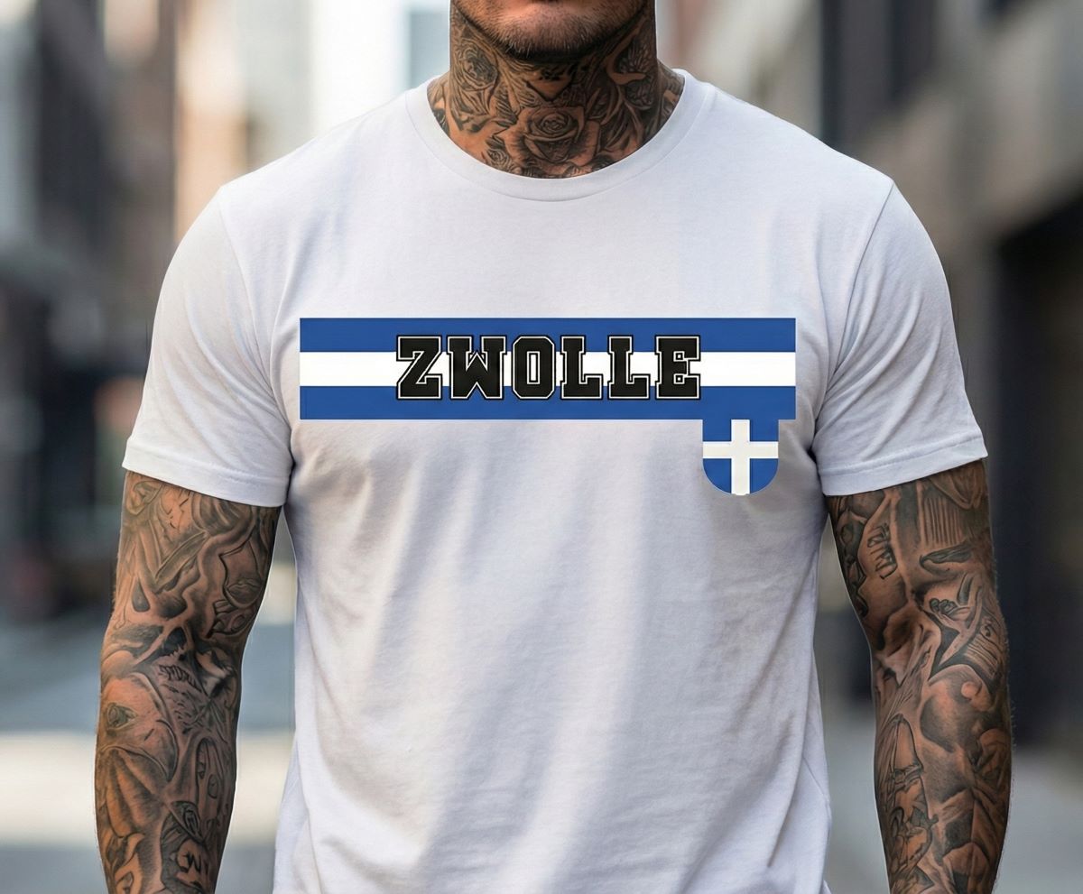 Zwolle Blauw-Wit Casual Supporters T-Shirt - Afbeelding 2
