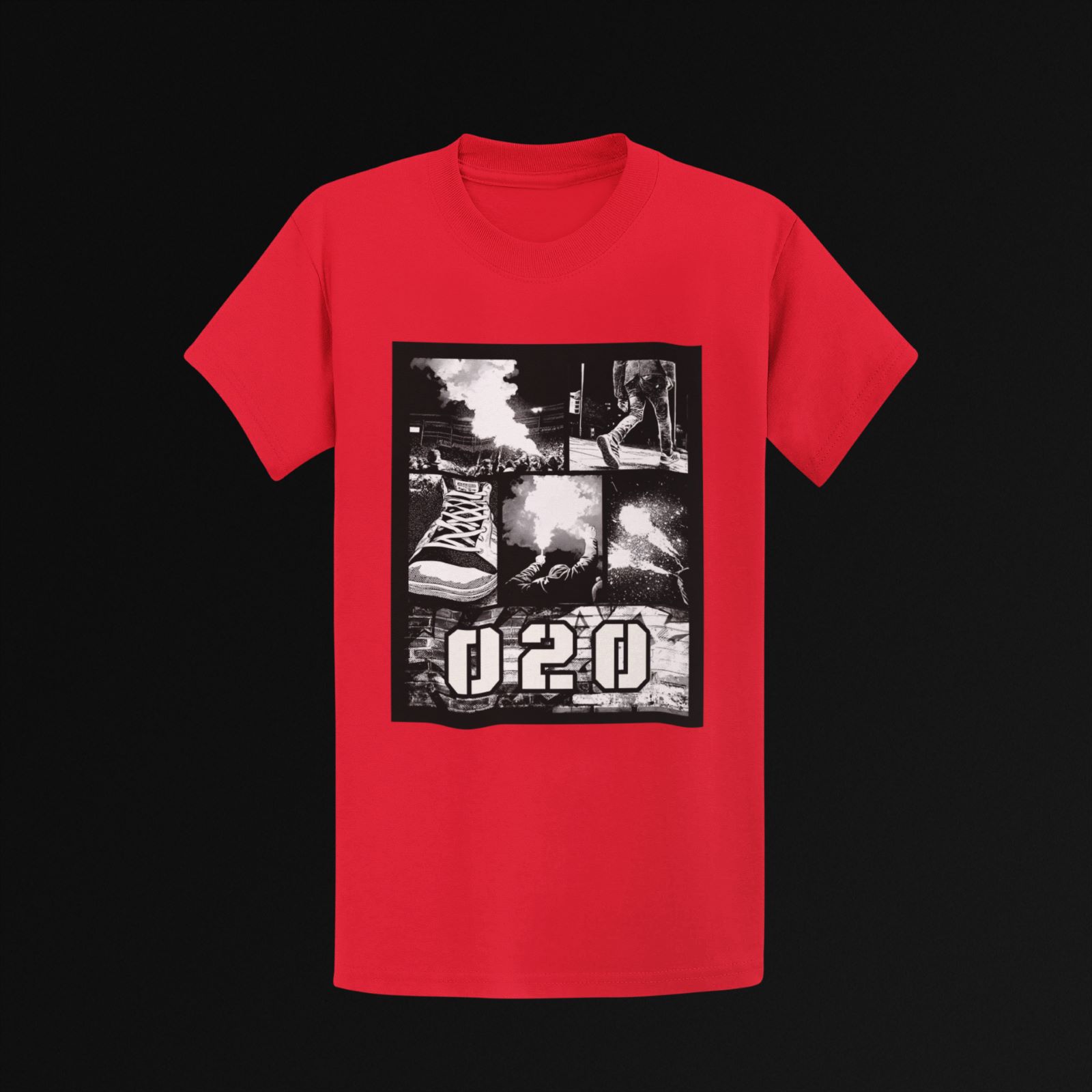 020 Amsterdam Street Collage T-Shirt met zwart-wit city collage print