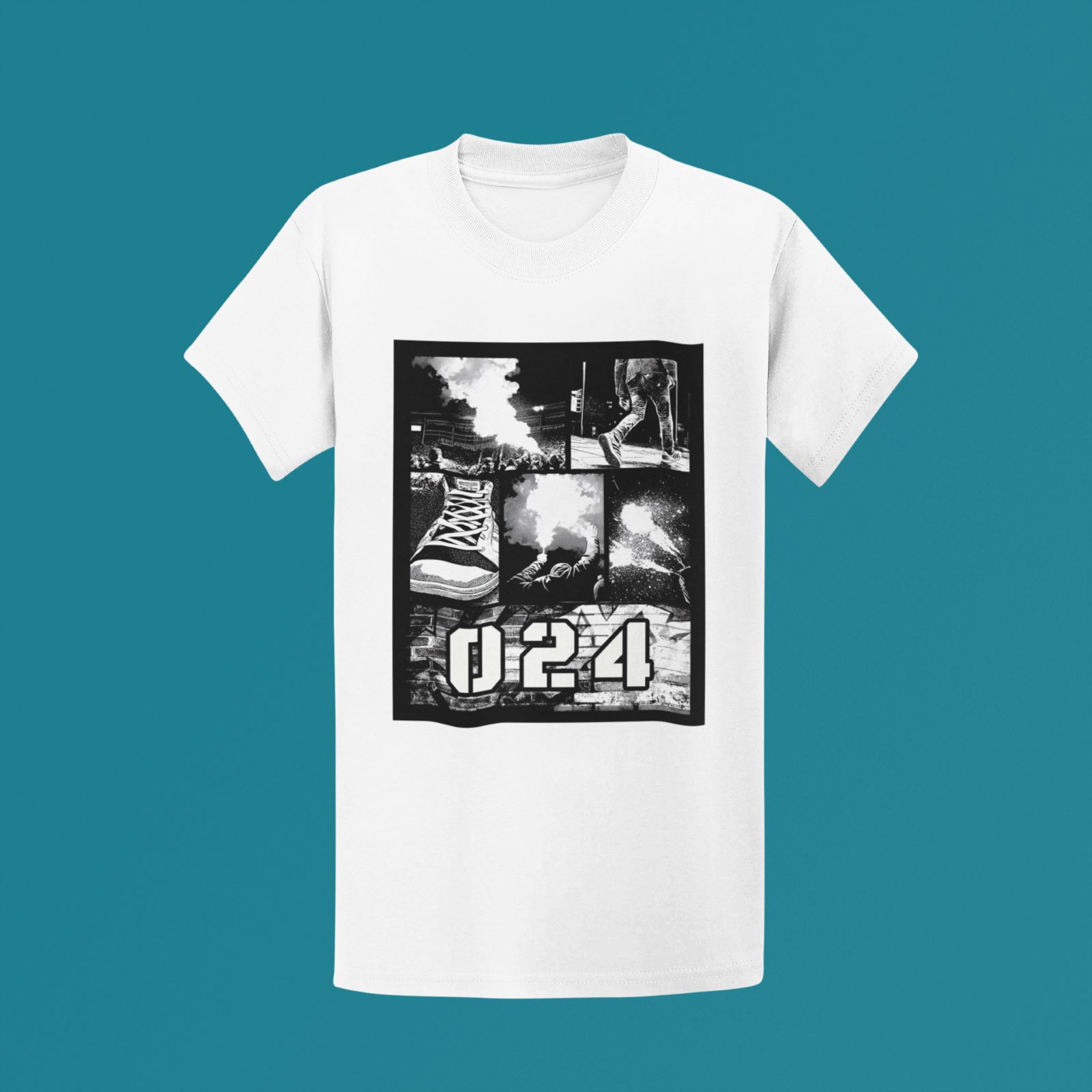 024 Nijmegen Street Collage T-Shirt met zwart-wit street collage ontwerp