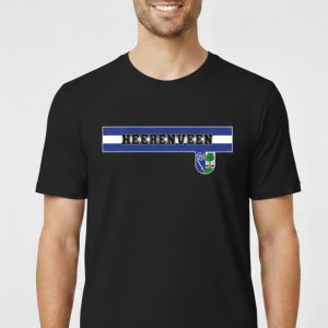 Zwart Heerenveen supporters T-shirt met blauw-witte balk en clubembleem